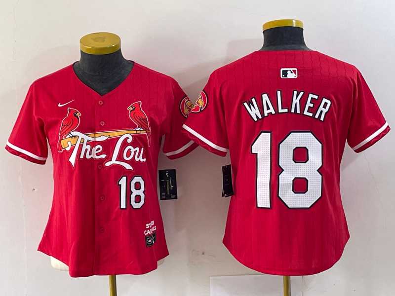 Women%27s St Louis Cardinals #18 Jordan Walker Red 2024 City Connect Limited Stitched Baseball Jersey->mlb youth jerseys->MLB Jersey